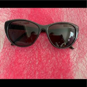 Black Cat Eye Sunglasses with patterned trim